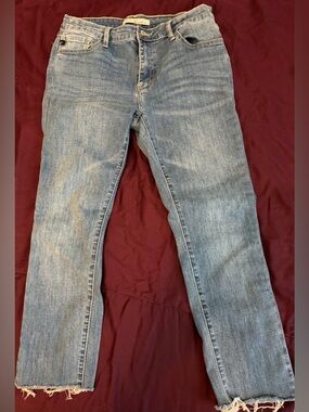 Girls (Juniors) KanCan Cropped Blue Denim Jeans